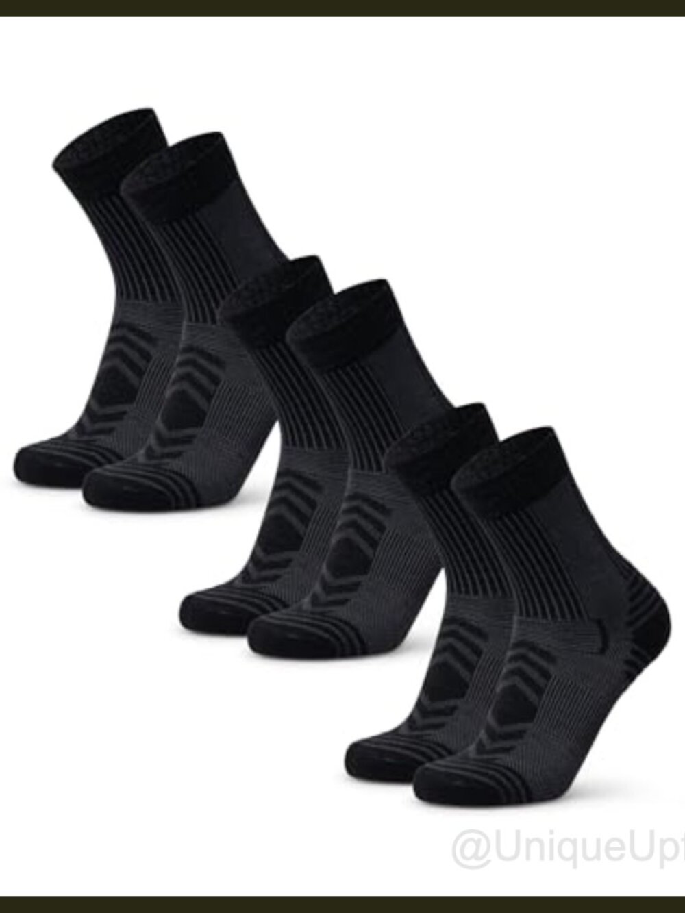 Merino Wool Hiking Socks Lightweight Crew Outdoor Summer 3 Pack Breathable Black